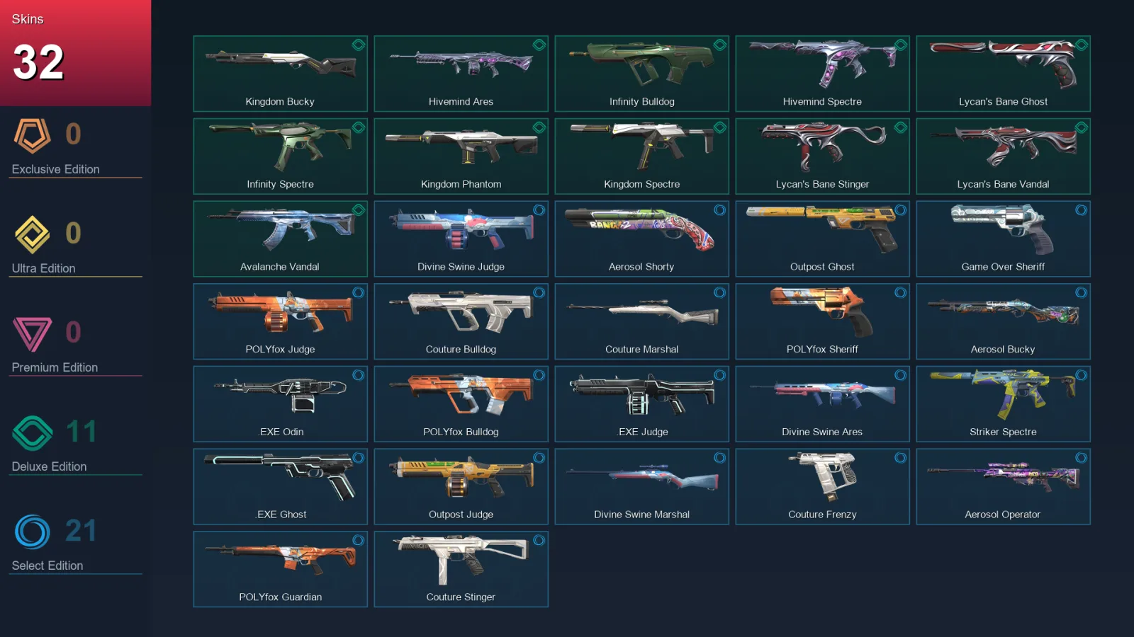 AP | Lv62 | Unranked | 32 Skin | 19 Agent | 54 Buddy