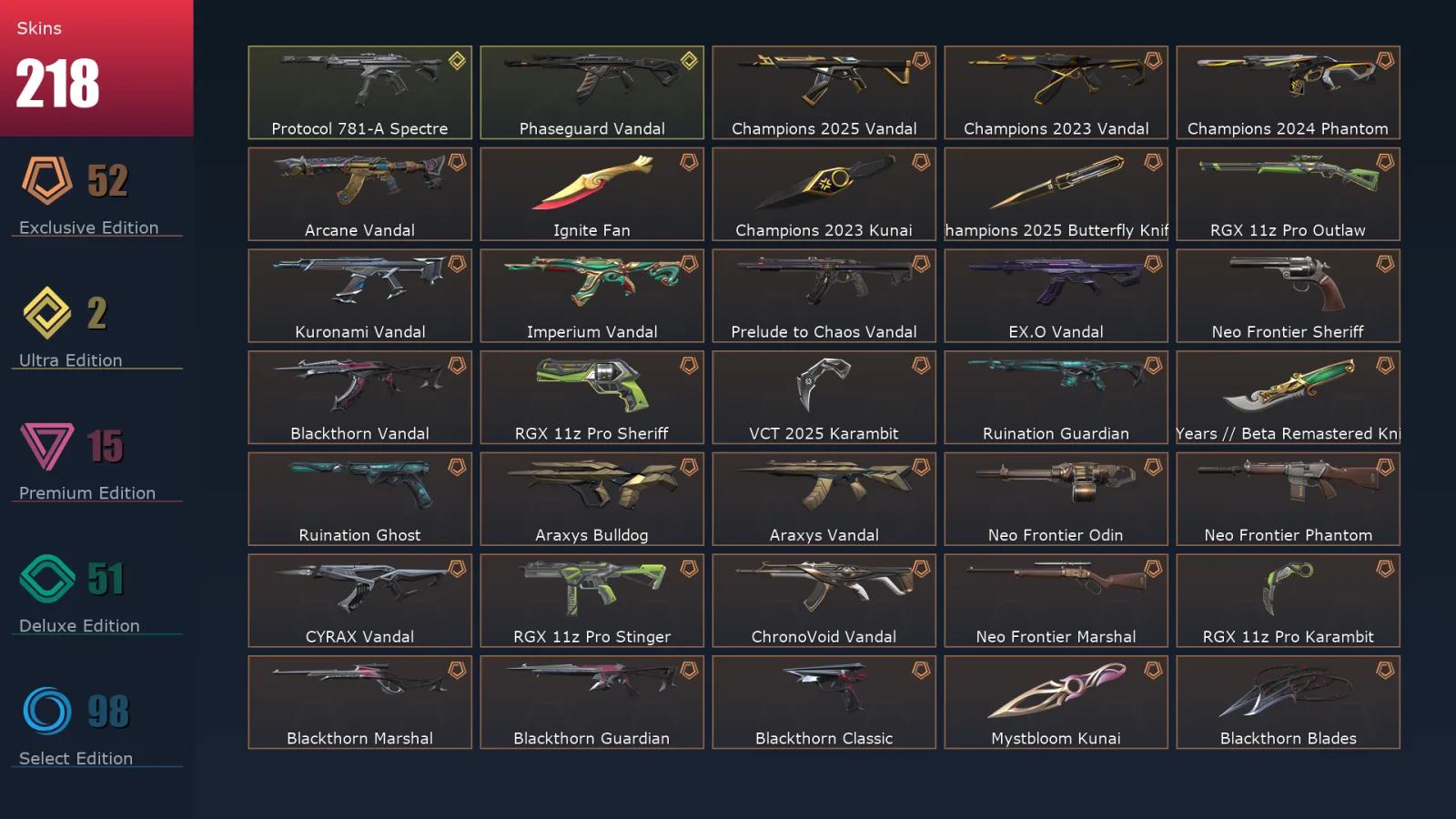 [Valorant] | EU | Level 300 | Diamond 1 | 29 Agents | 218 Skins