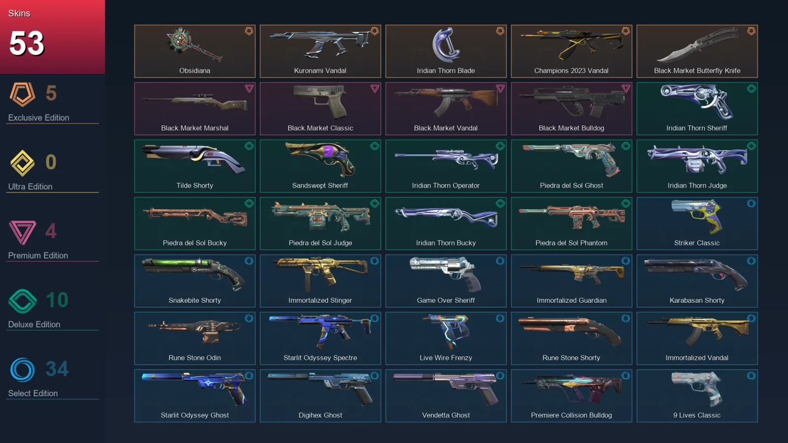 EU | Lv246 | Unranked | 53 Skin | 24 Agent | 96 Buddy