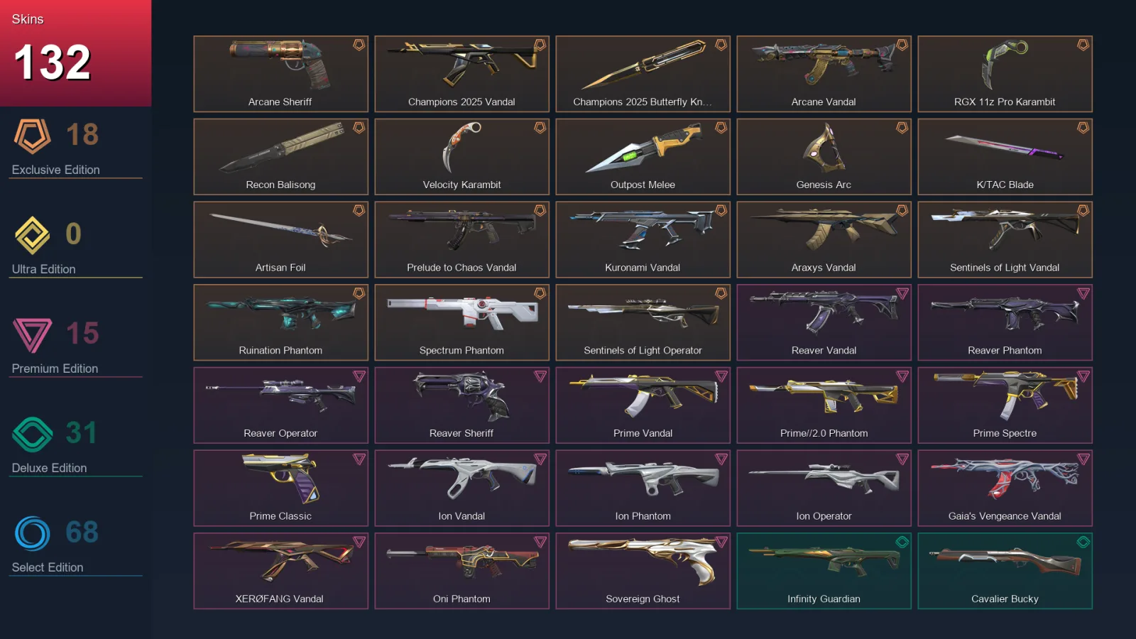 EU | Arcane Sheriff | Champions 2025 Vandal | Champions 2025 Butterfly Knife | Arcane Vandal | 132 Skin | 27 Agent | 139 Buddy | Lv195