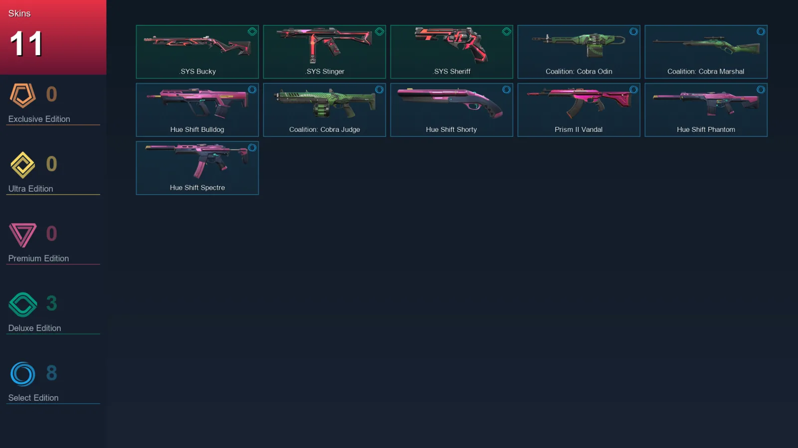 NA | Lv22 | Unranked | 11 Skin | 8 Agent | 8 Buddy