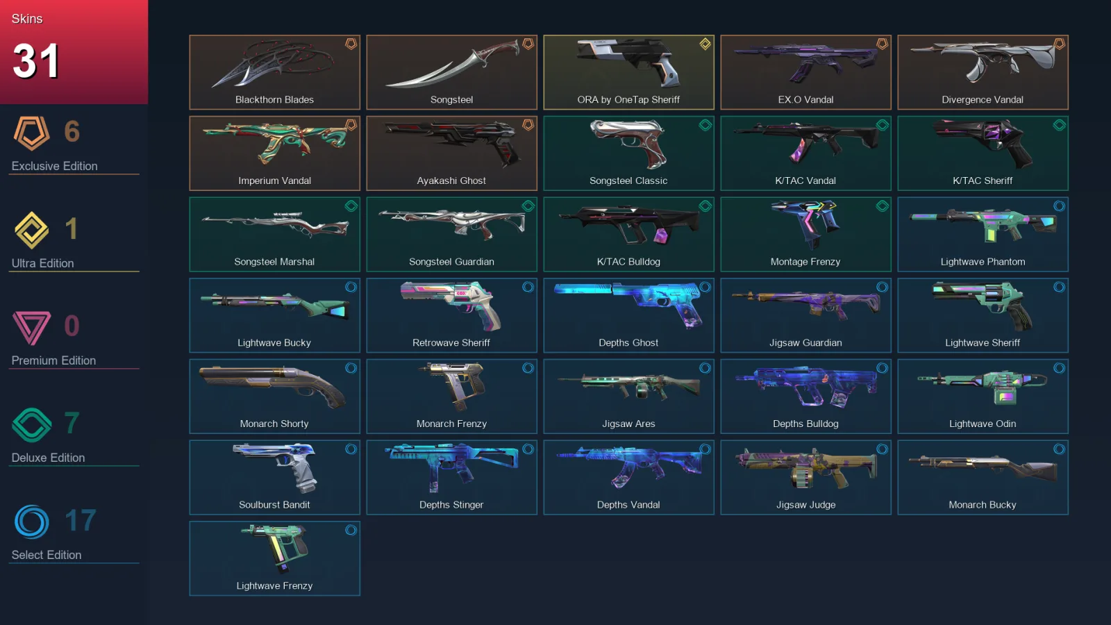 EU | Lv125 | Unranked | 31 Skin | 29 Agent | 55 Buddy