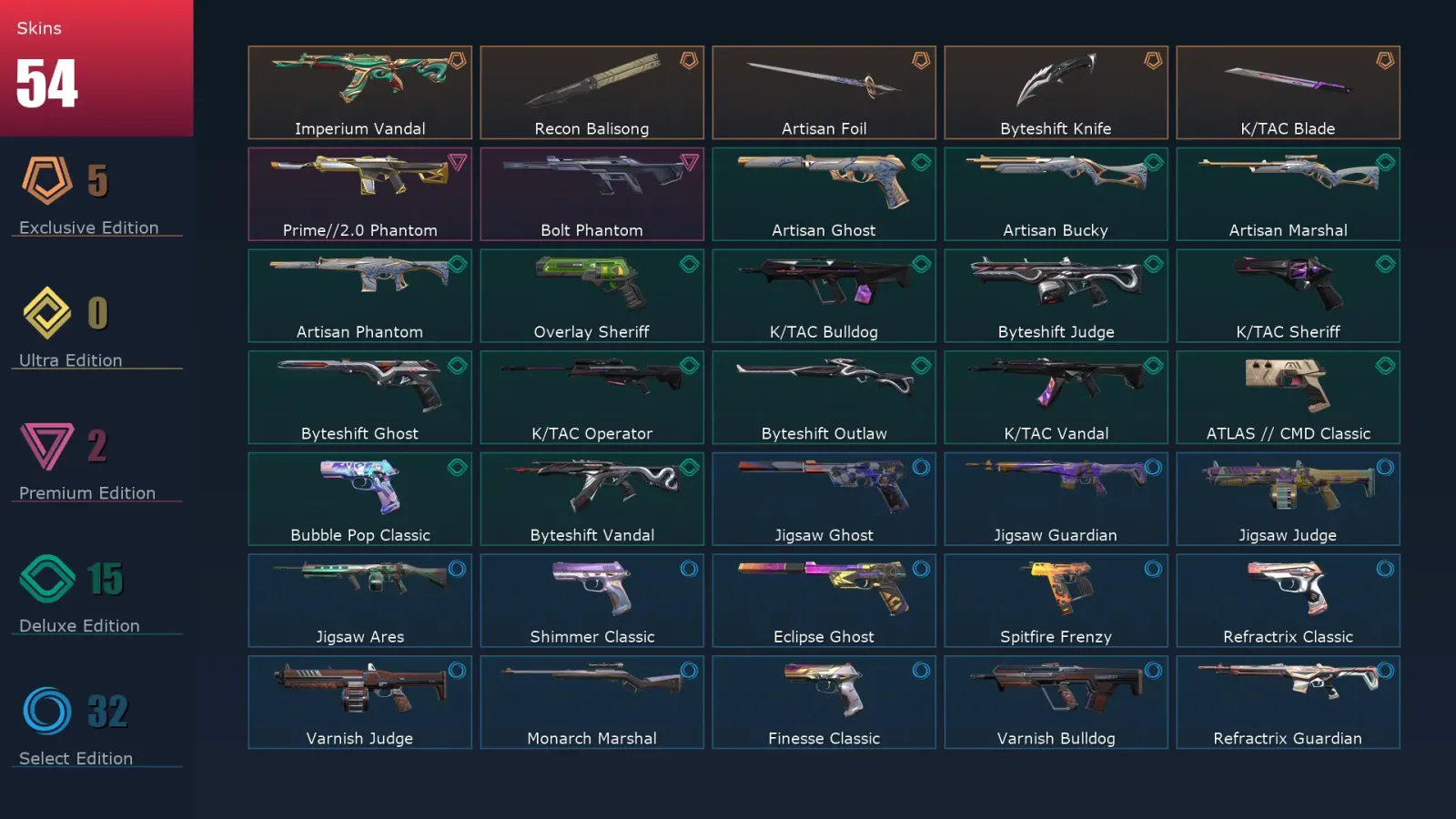 [Valorant] | EU | Level 197 | 27 Agents | 54 Skins — Valorant account