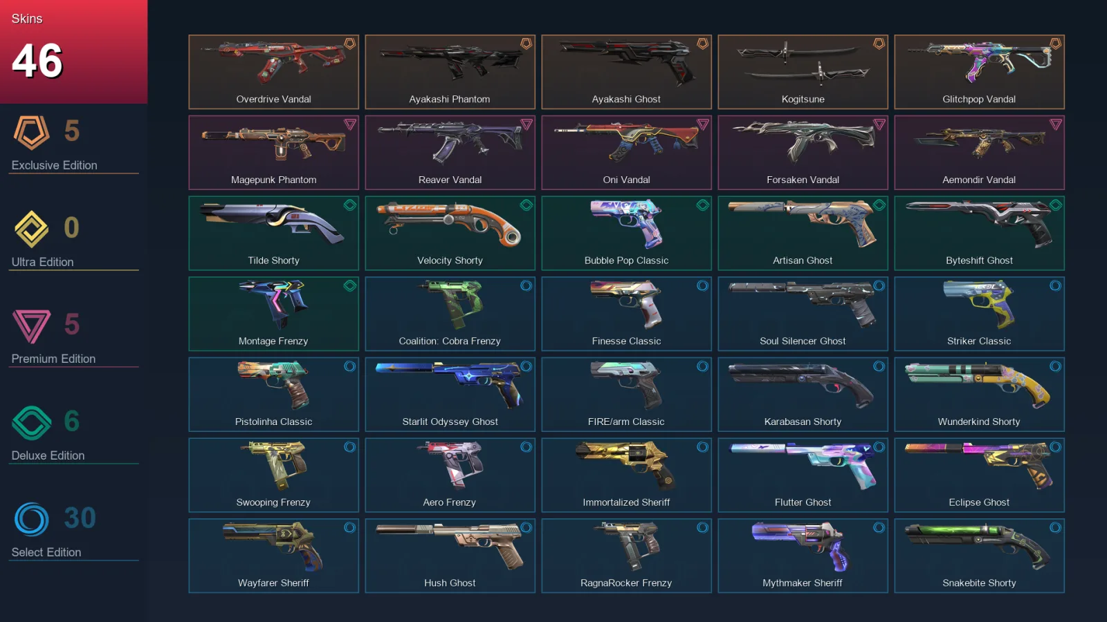 EU | Lv411 | Unranked | 46 Skin | 29 Agent | 134 Buddy