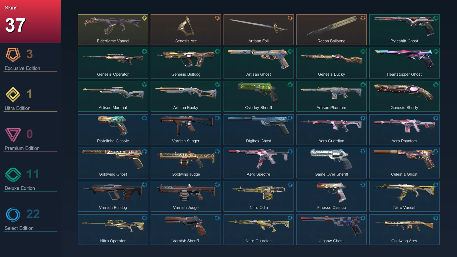 EU | Lv196 | Unranked | 37 Skin | 28 Agent | 84 Buddy