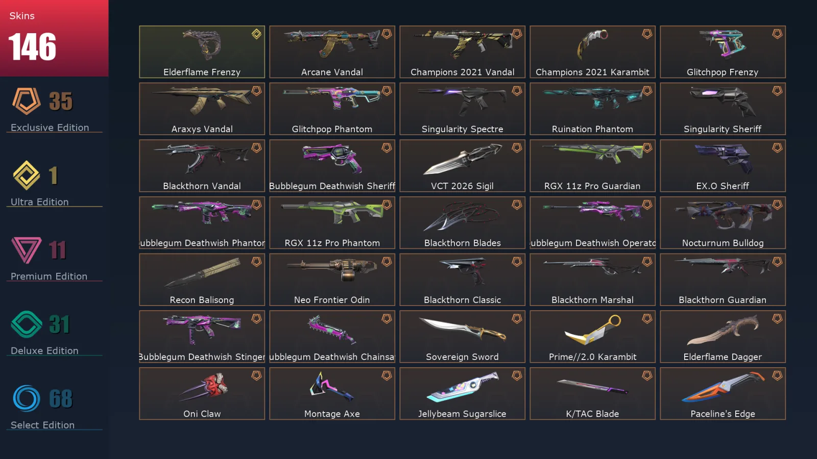 [Valorant] | EU | Level 356 | Diamond 2 | 29 Agents | 146 Skins