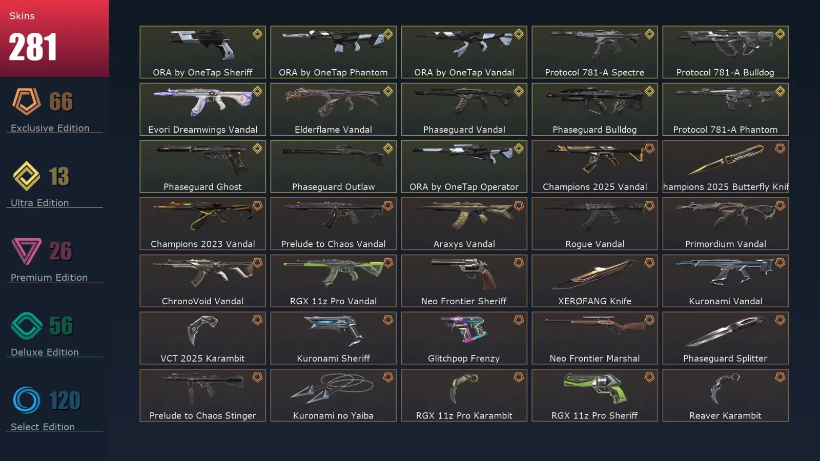 [Valorant] | EU | Level 251 | Ascendant 2 | 29 Agents | 281 Skins