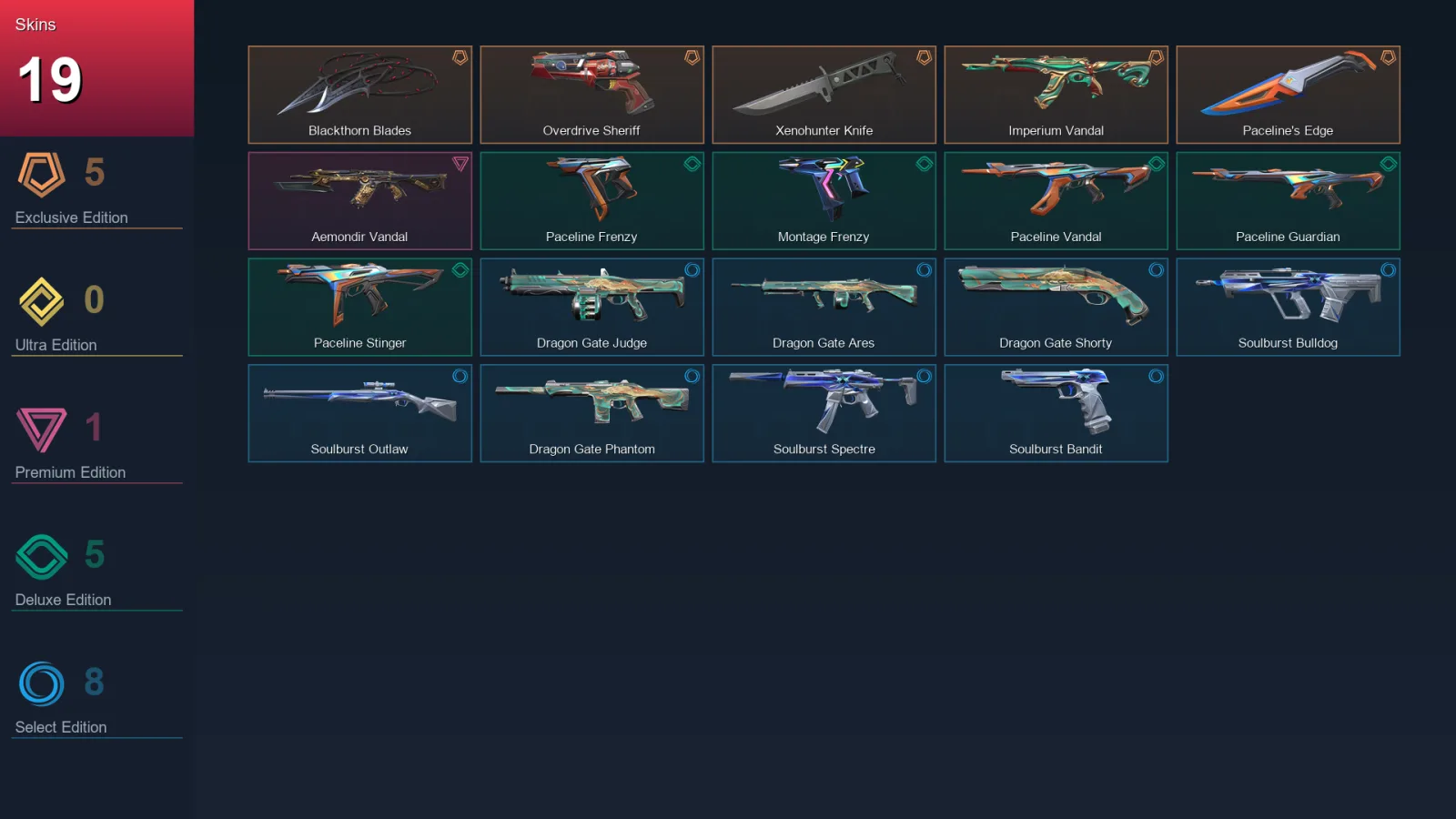 EU | Lv51 | Gold II | 19 Skin | 14 Agent | 17 Buddy — Valorant account