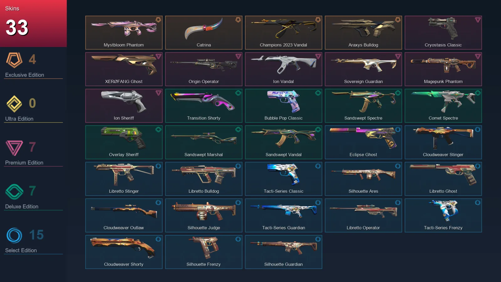 AP | Lv126 | Unranked | 33 Skin | 25 Agent | 65 Buddy