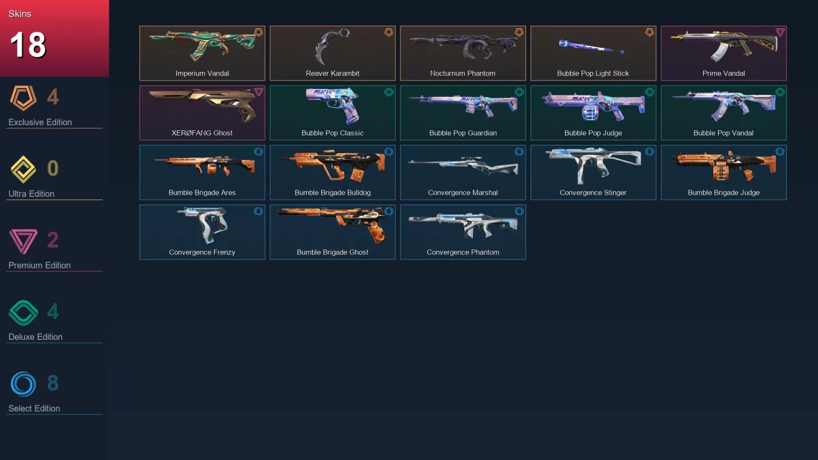 BR | Lv34 | Unranked | 18 Skin | 12 Agent | 23 Buddy