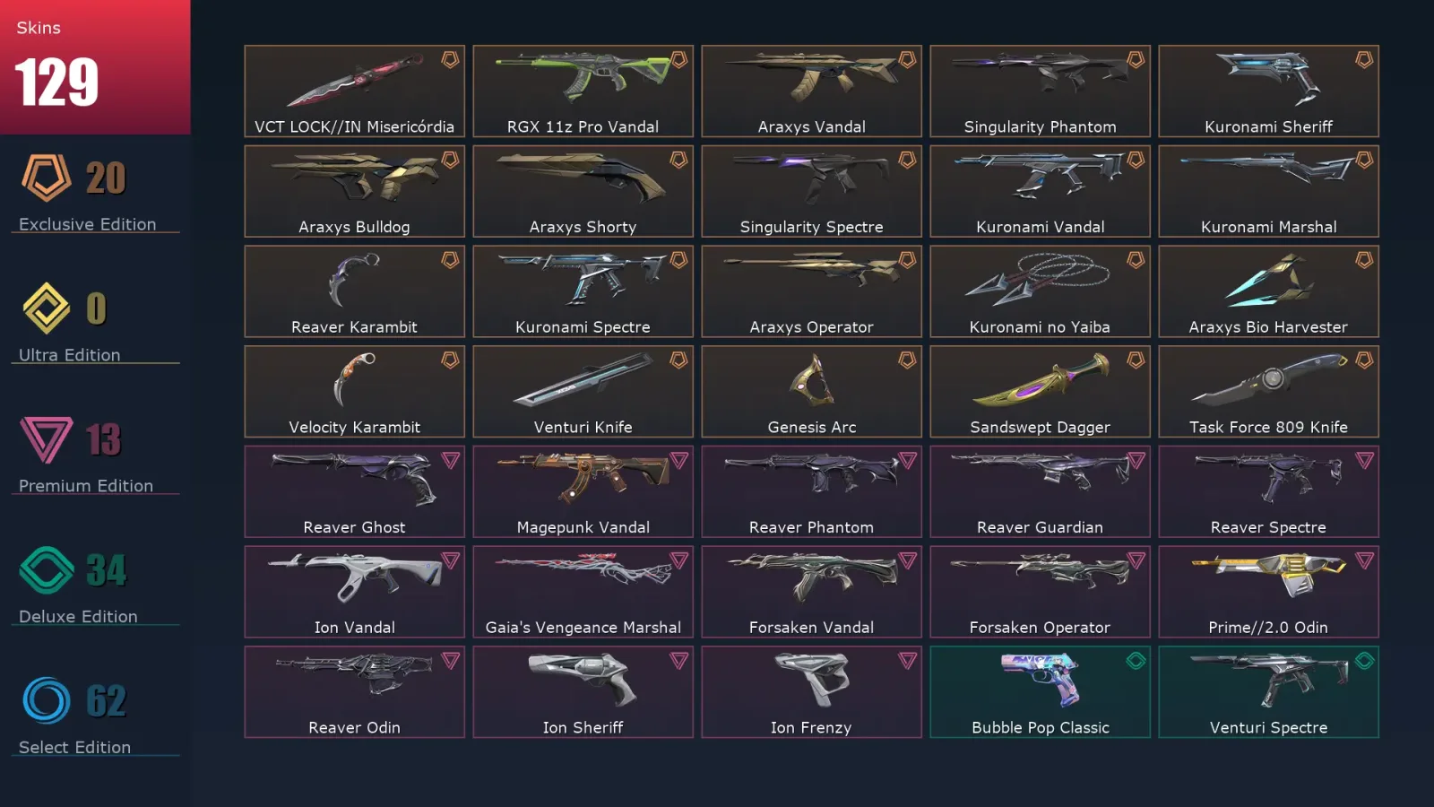 [Valorant] | EU | Level 1 | Immortal 1 | 29 Agents | 129 Skins — Valorant account