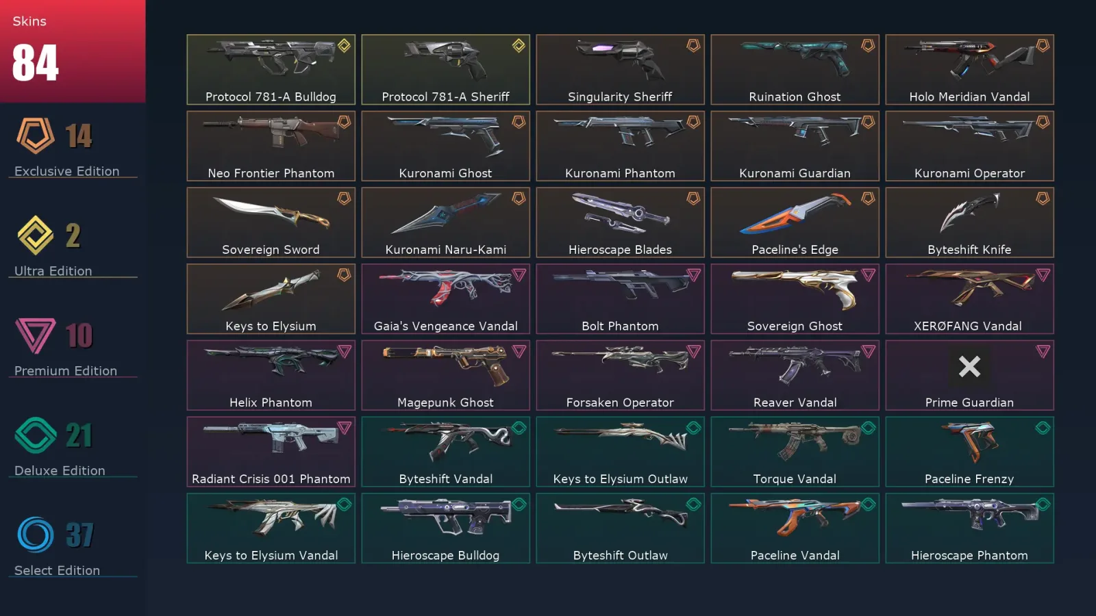 [Valorant] | EU | Level 1 | Immortal 1 | 29 Agents | 84 Skins — Valorant account