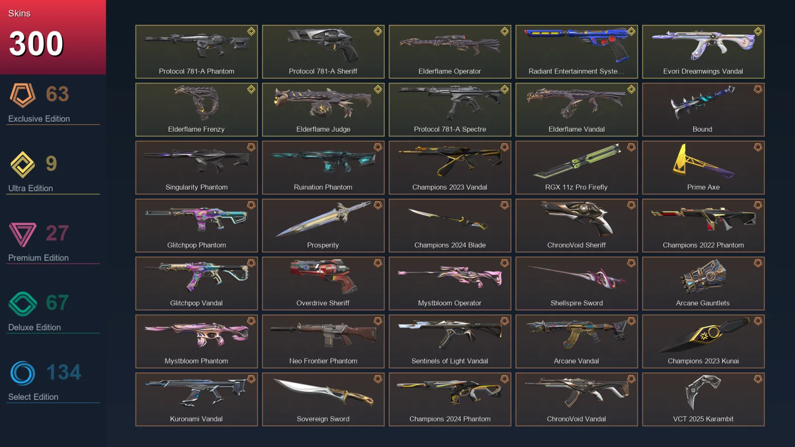 NA | Lv245 | Unranked | 300 Skin | 29 Agent | 230 Buddy
