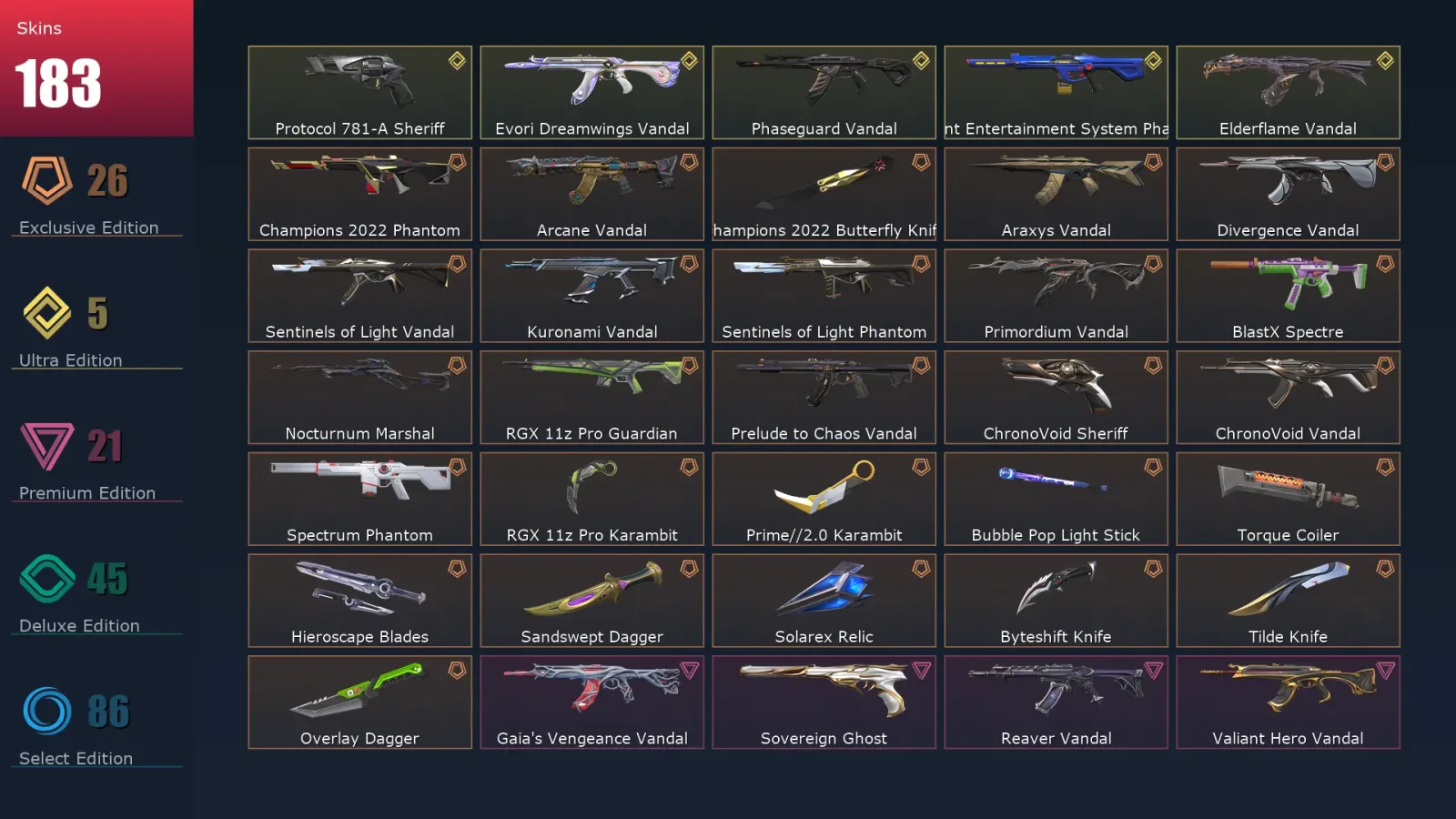 [Valorant] | EU | Level 352 | 28 Agents | 183 Skins — Valorant account