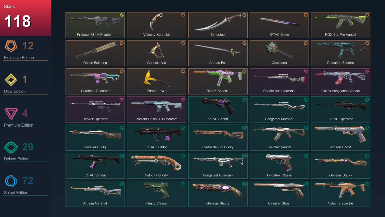 EU | Lv247 | Unranked | 118 Skin | 27 Agent | 138 Buddy