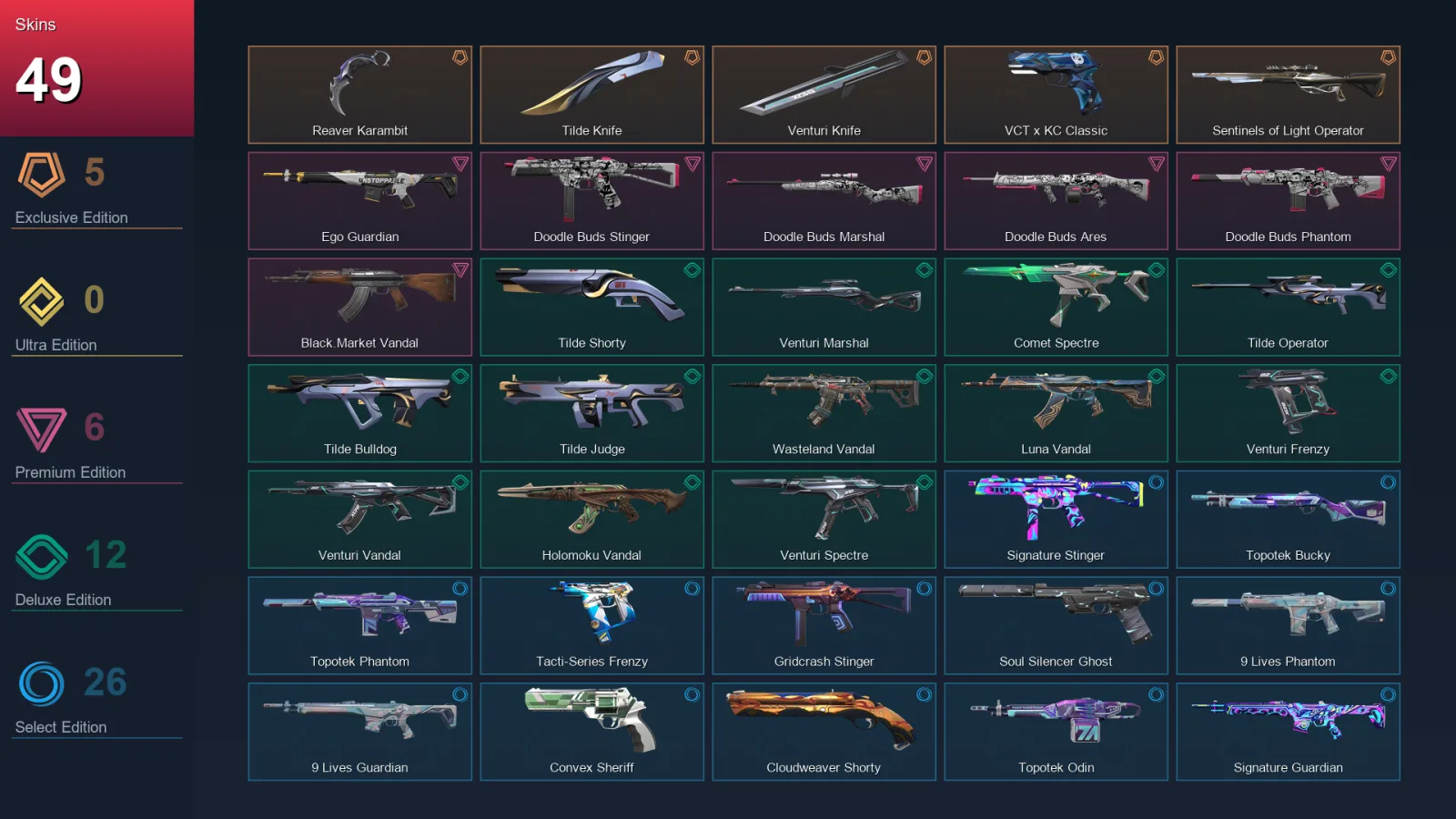 EU | Lv85 | Unranked | 49 Skin | 18 Agent | 57 Buddy