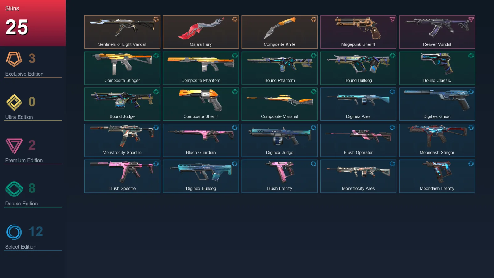 NA | Lv42 | Unranked | 25 Skin | 12 Agent | 23 Buddy — Valorant account