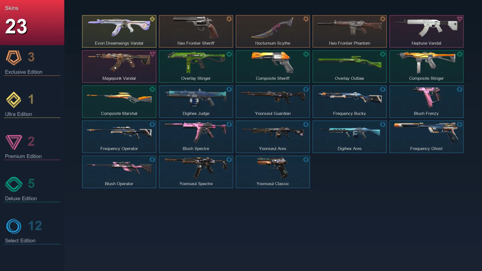AP | Lv59 | Unranked | 23 Skin | 22 Agent | 40 Buddy