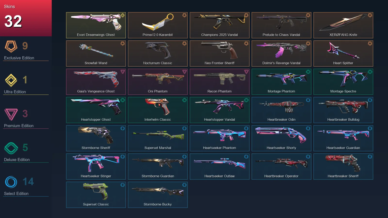 NA | Lv64 | Unranked | 32 Skin | 19 Agent | 27 Buddy