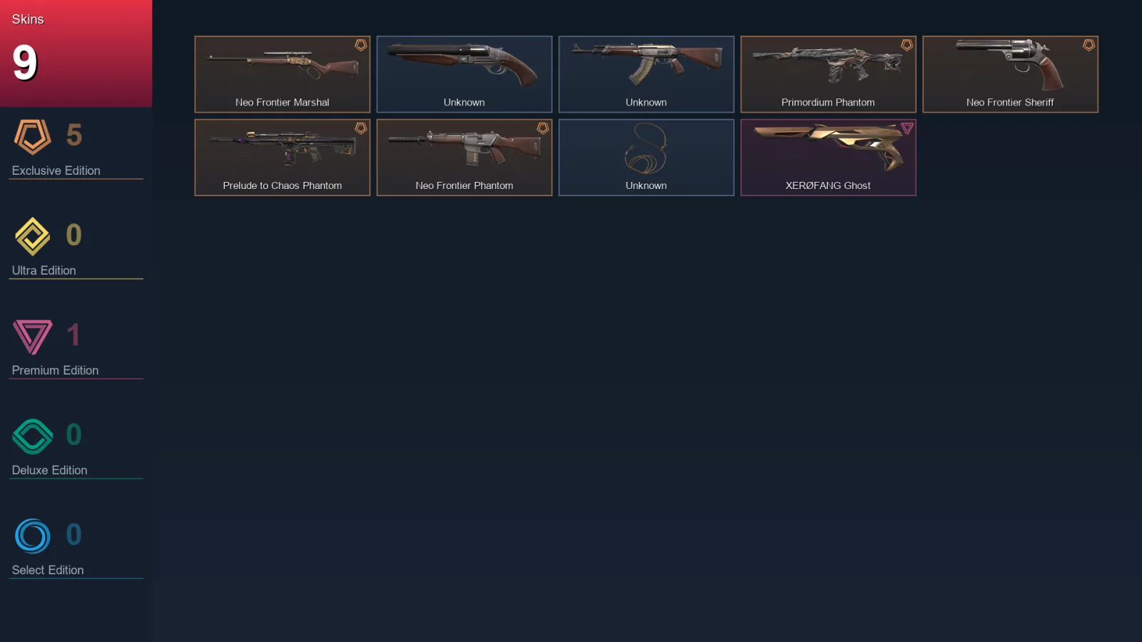 EU | Lv1 | Unranked | 9 Skin | 5 Agent | 1 Buddy