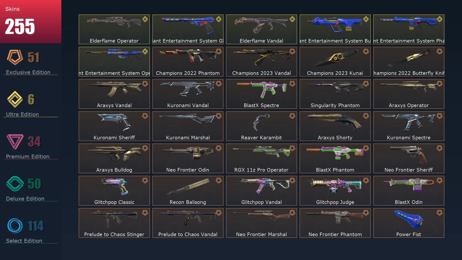 [Valorant] | EU | Level 470 | 29 Agents | 255 Skins