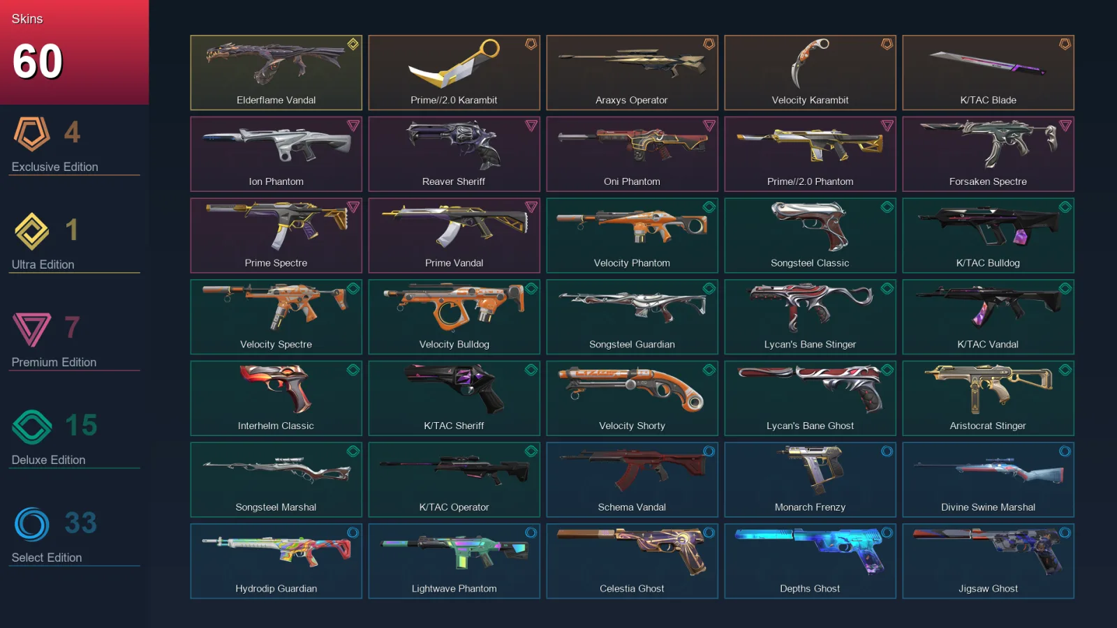 AP | Lv209 | Unranked | 60 Skin | 29 Agent | 107 Buddy — Valorant account