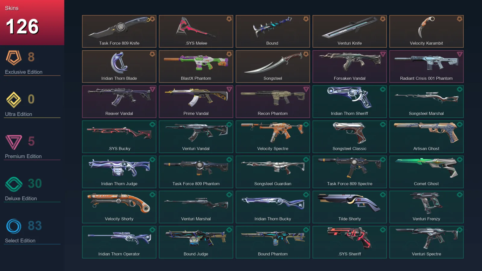 AP | Lv345 | Unranked | 126 Skin | 26 Agent | 169 Buddy