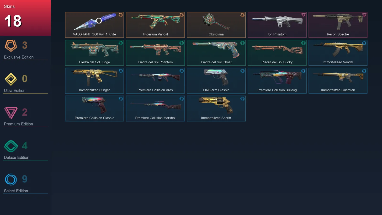 NA | Lv87 | Unranked | 18 Skin | 22 Agent | 44 Buddy