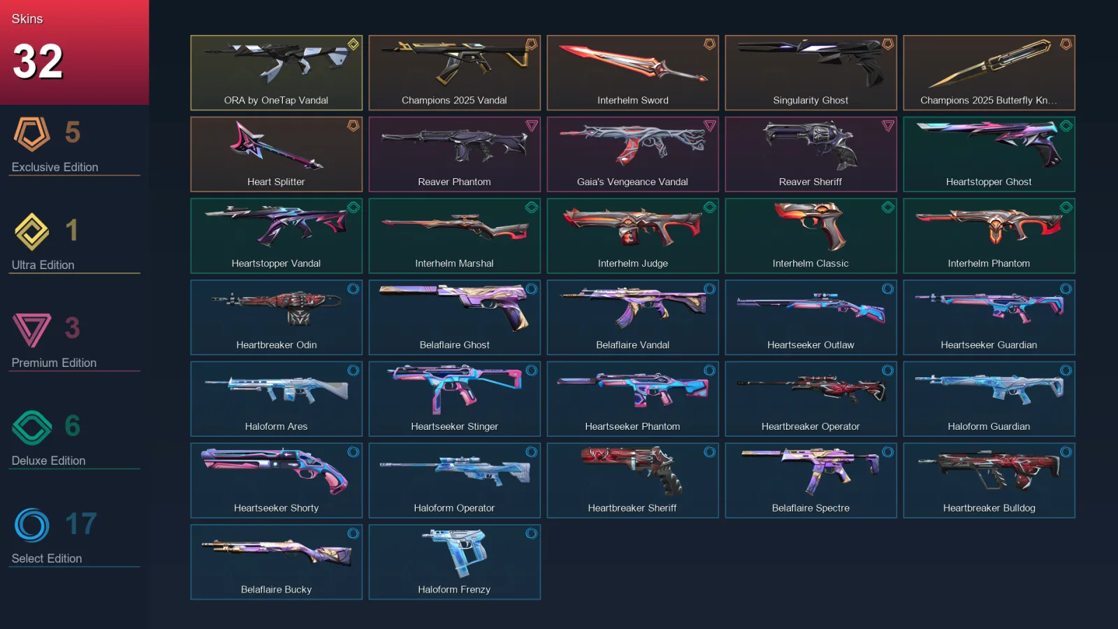 AP | Lv55 | Unranked | 32 Skin | 18 Agent | 29 Buddy