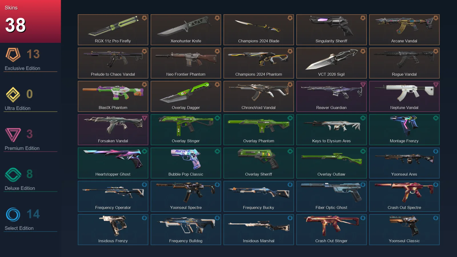 BR | Lv162 | Unranked | 38 Skin | 29 Agent | 78 Buddy
