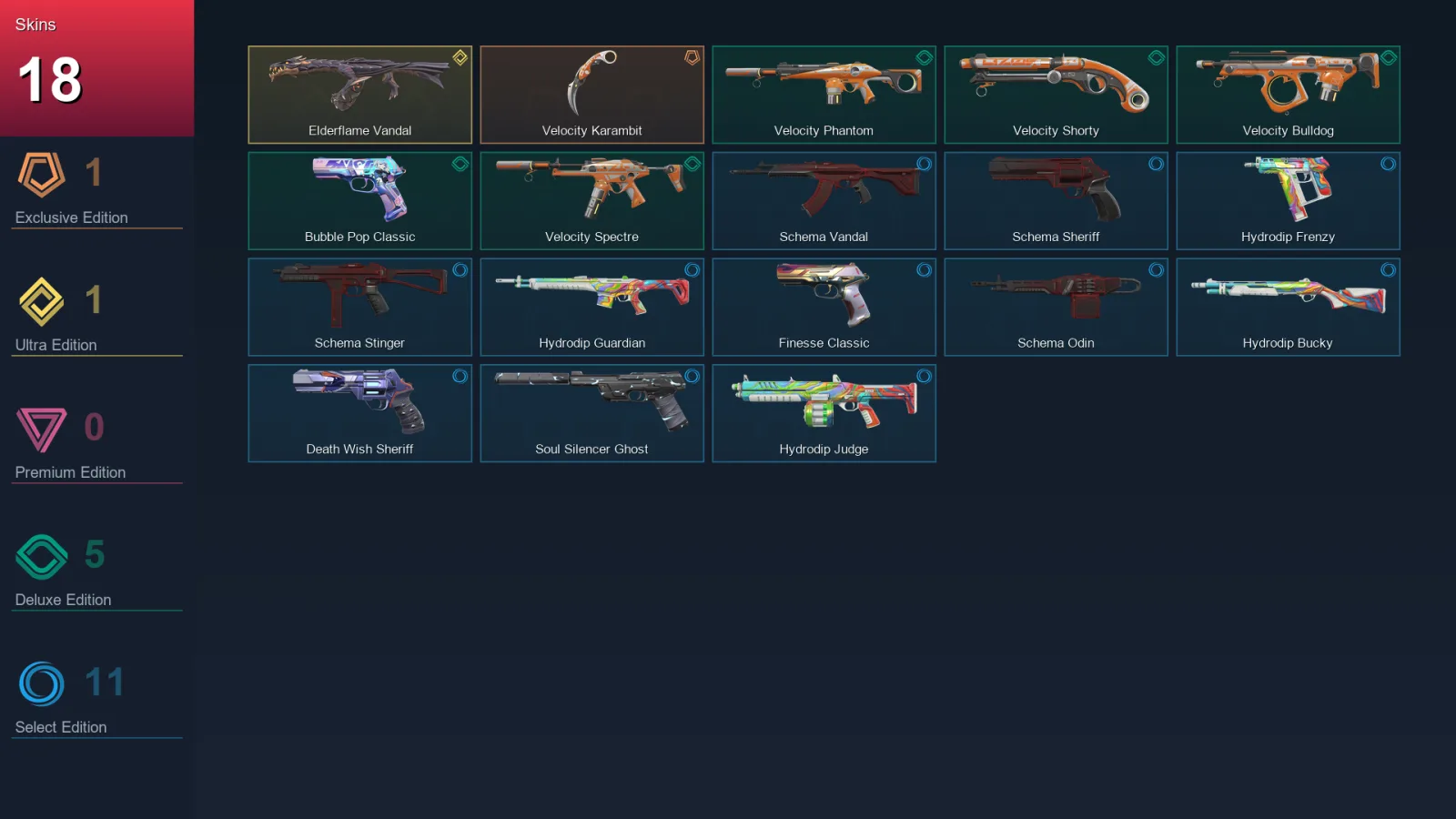 EU | Lv143 | Unranked | 18 Skin | 26 Agent | 74 Buddy