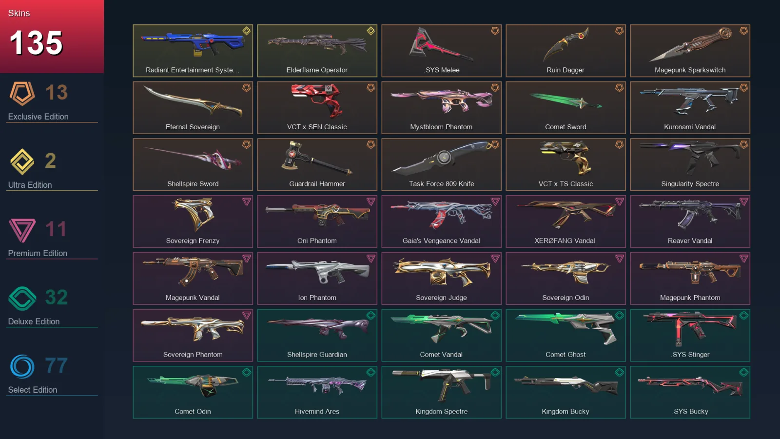 NA | Lv294 | Unranked | 135 Skin | 29 Agent | 179 Buddy