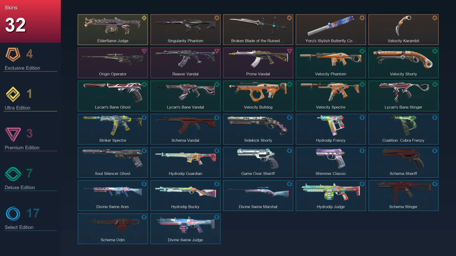 AP | Lv103 | Unranked | 32 Skin | 23 Agent | 50 Buddy