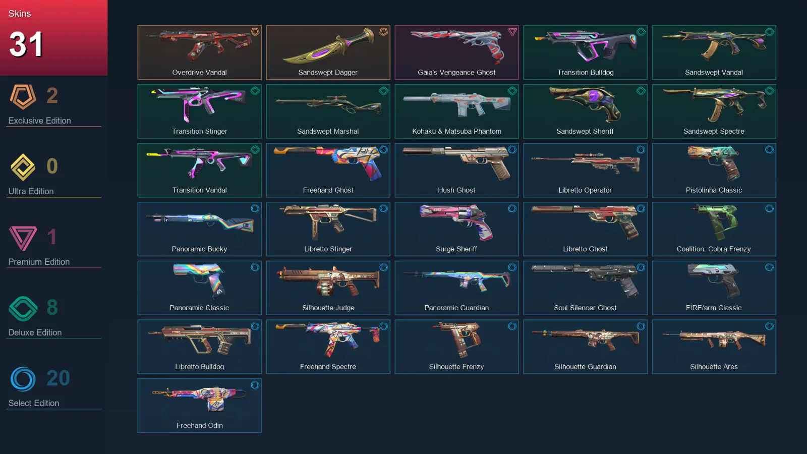 EU | Lv106 | Unranked | 31 Skin | 22 Agent | 52 Buddy