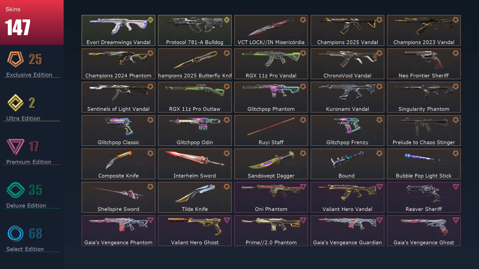 [Valorant] | EU | Level 420 | 28 Agents | 147 Skins