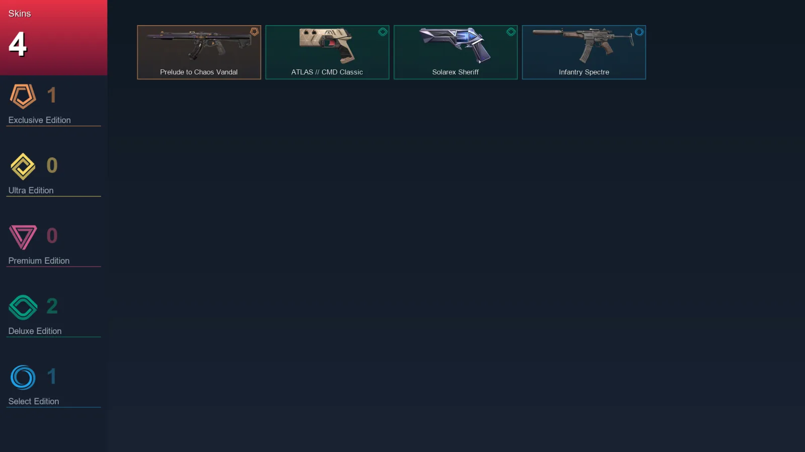 EU | Lv110 | Unranked | 4 Skin | 19 Agent | 25 Buddy — Prelude To Chaos Vandal