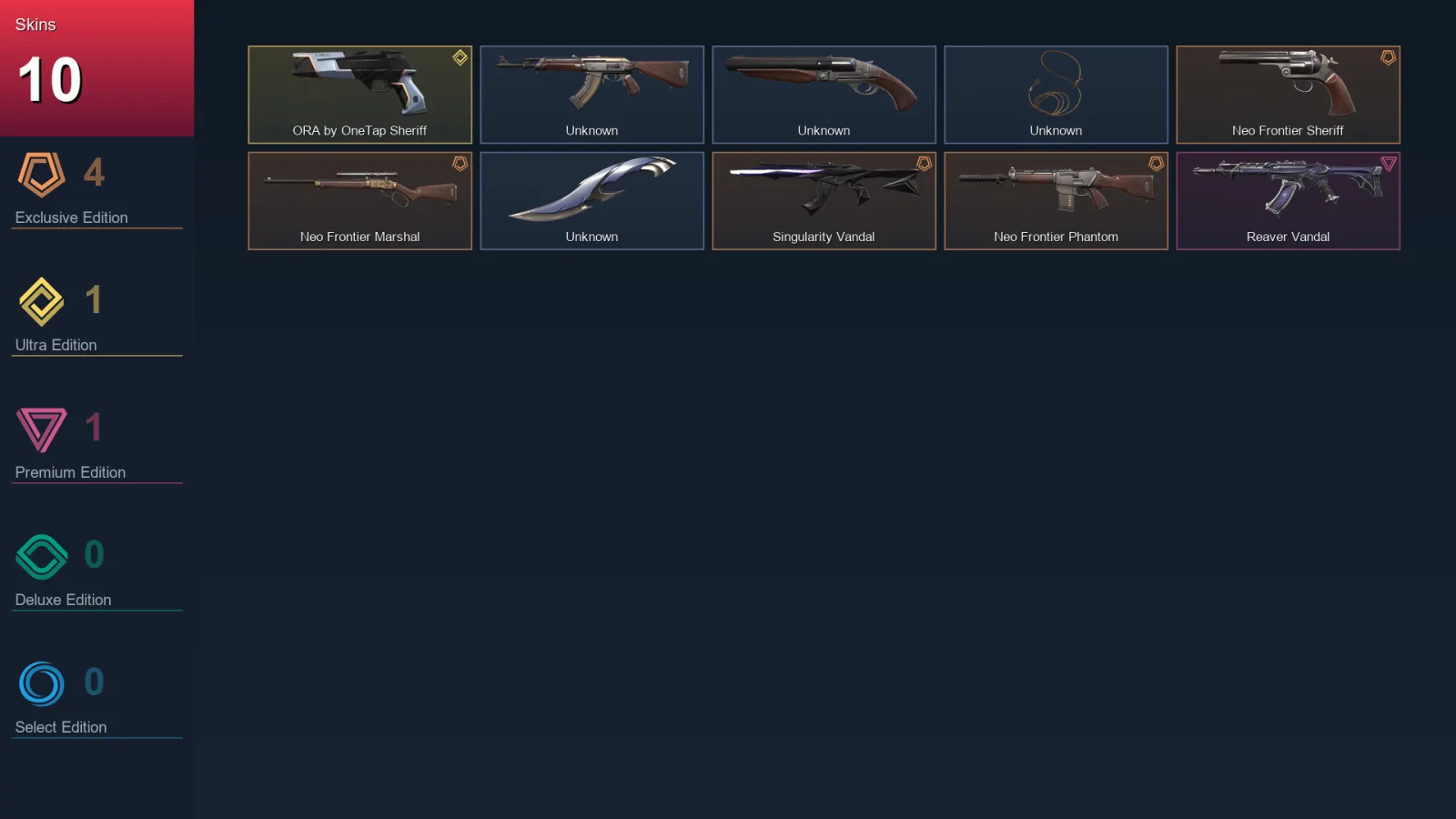 EU | Lv1 | Unranked | 10 Skin | 5 Agent | 1 Buddy