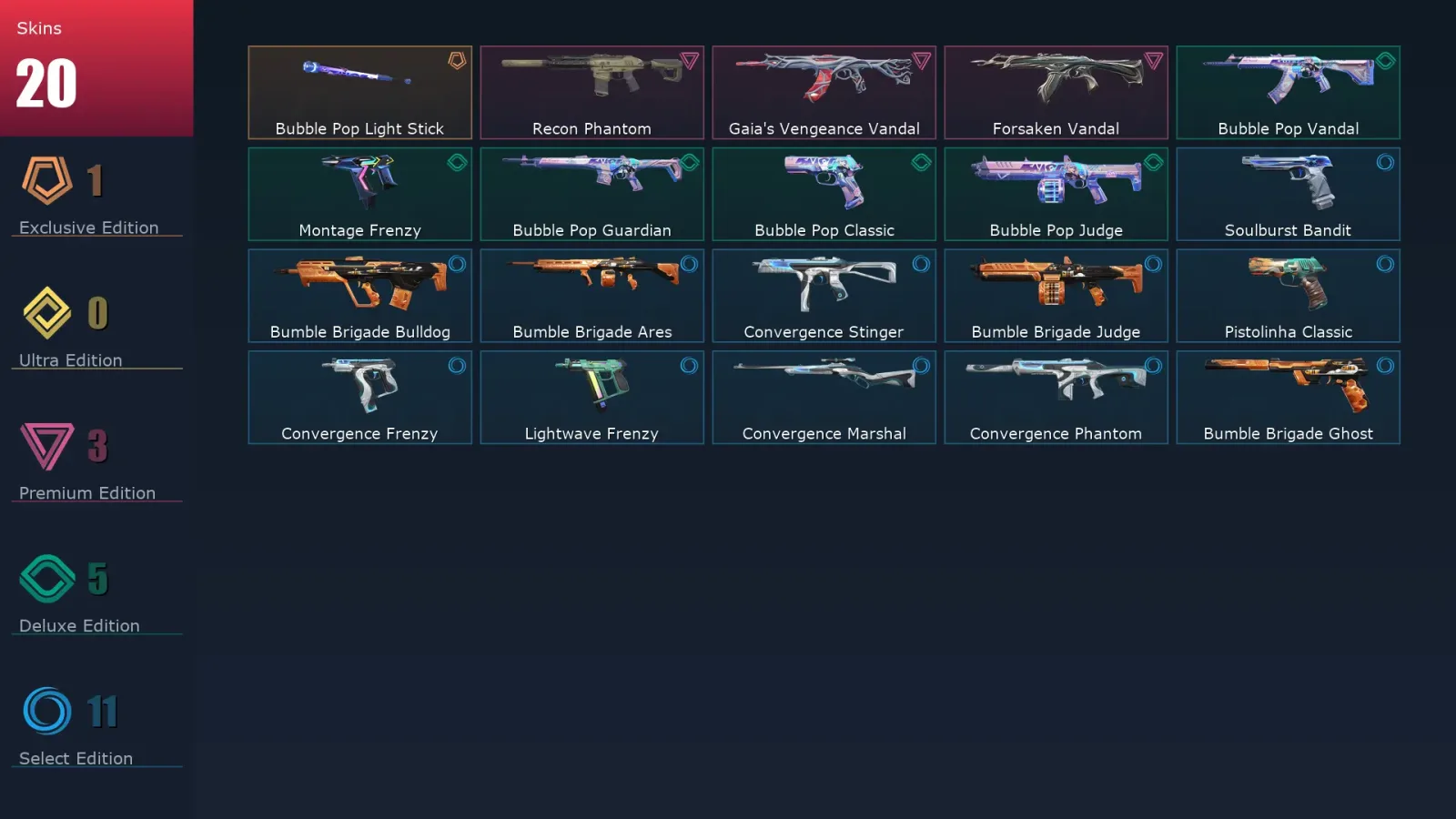 [Valorant] | EU | Level 111 | Platinum 1 | 29 Agents | 20 Skins