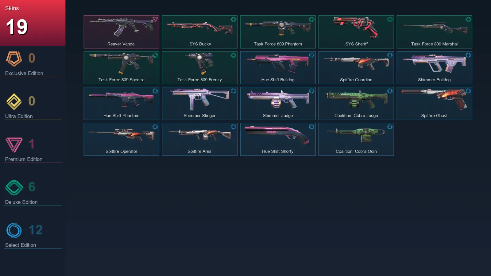 AP | Lv27 | Unranked | 19 Skin | 13 Agent | 18 Buddy