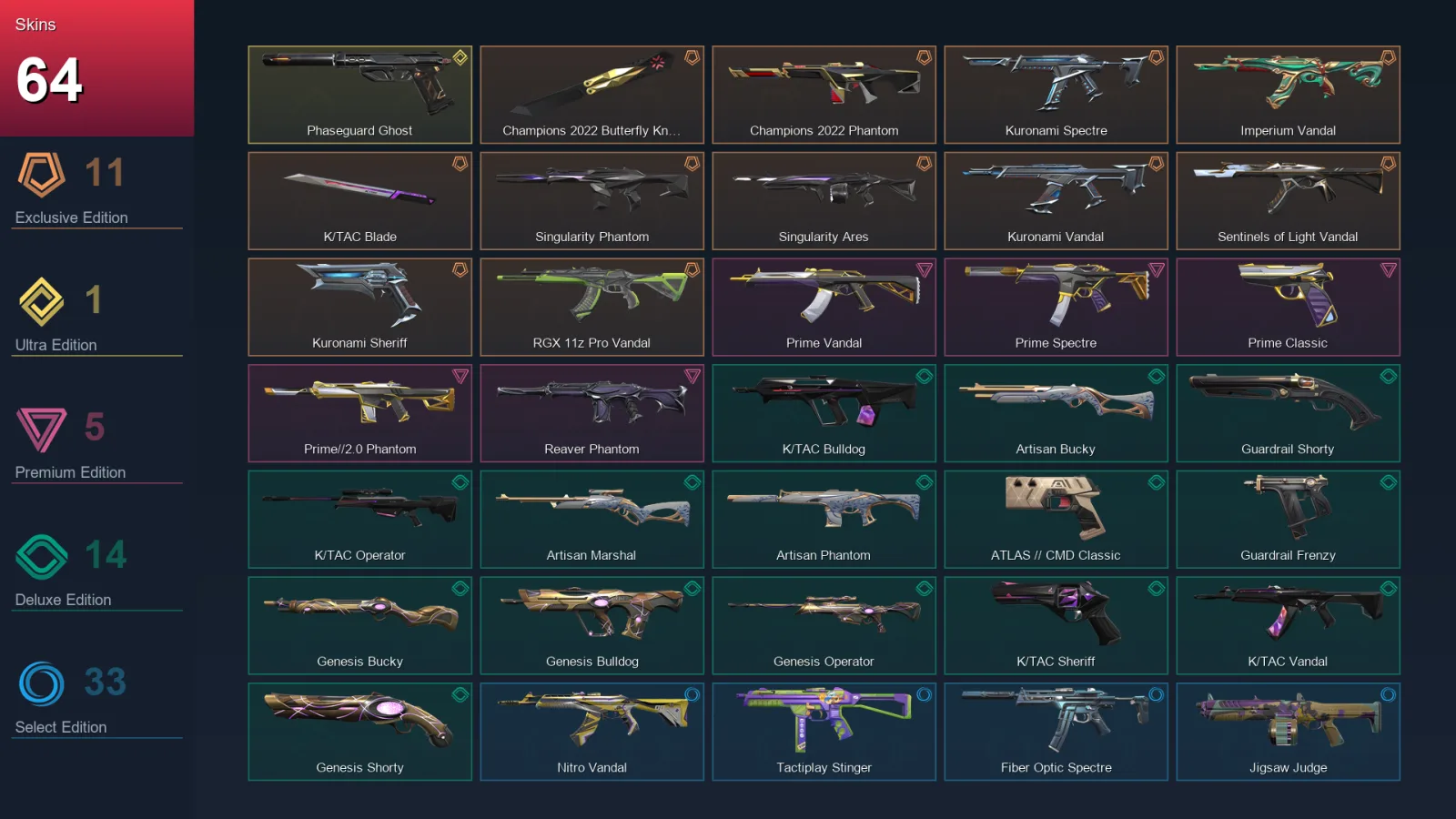 EU | Lv163 | Unranked | 64 Skin | 28 Agent | 100 Buddy — Valorant account