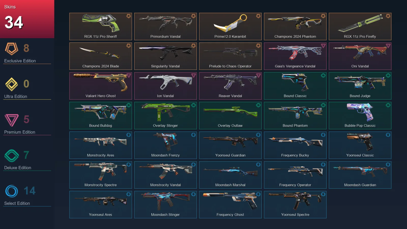 EU | Lv69 | Unranked | 34 Skin | 18 Agent | 41 Buddy