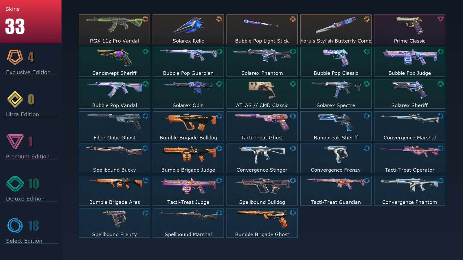 [Valorant] | EU | Level 170 | 28 Agents | 33 Skins