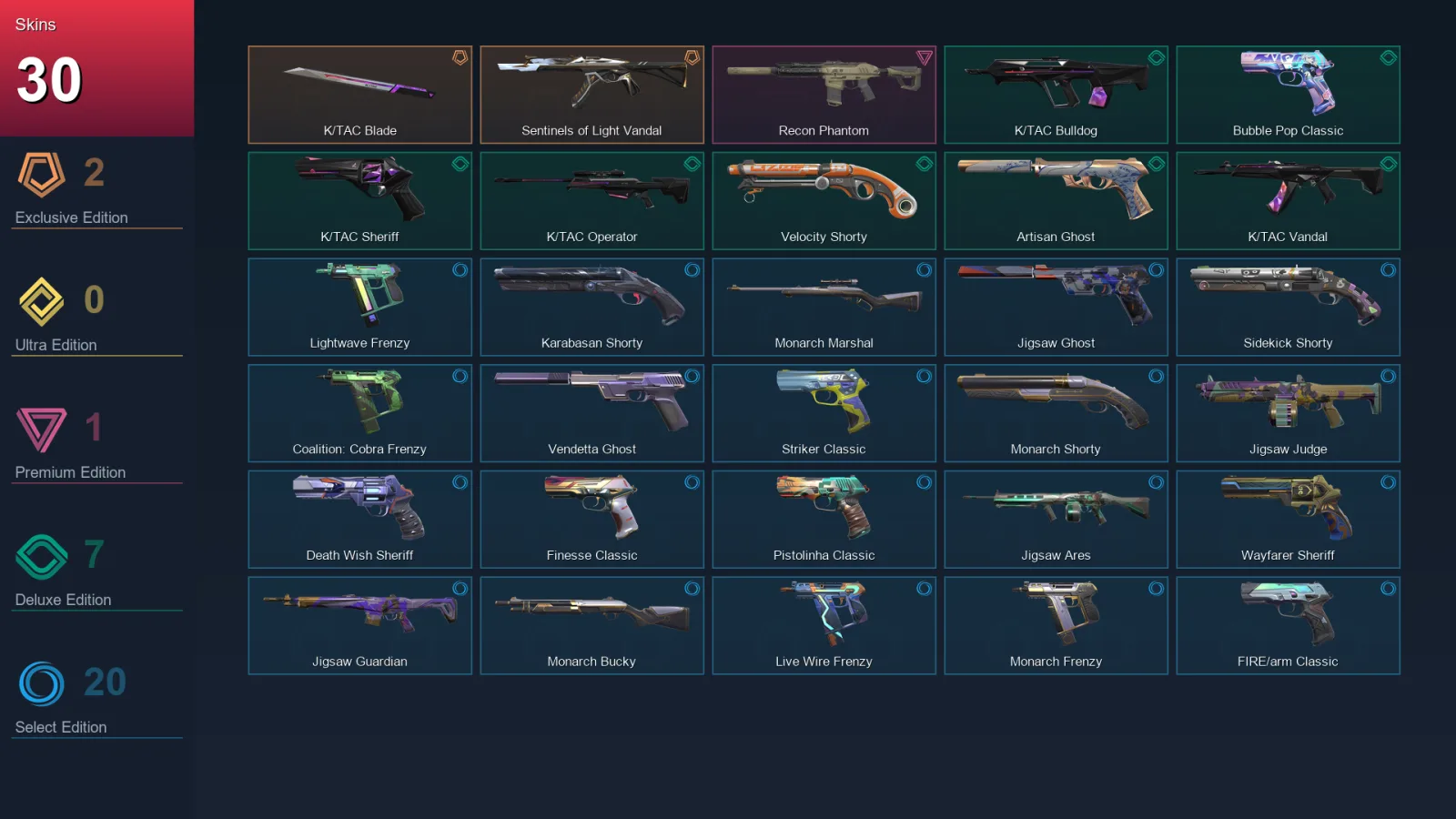 AP | Lv266 | Unranked | 30 Skin | 27 Agent | 98 Buddy — Valorant account