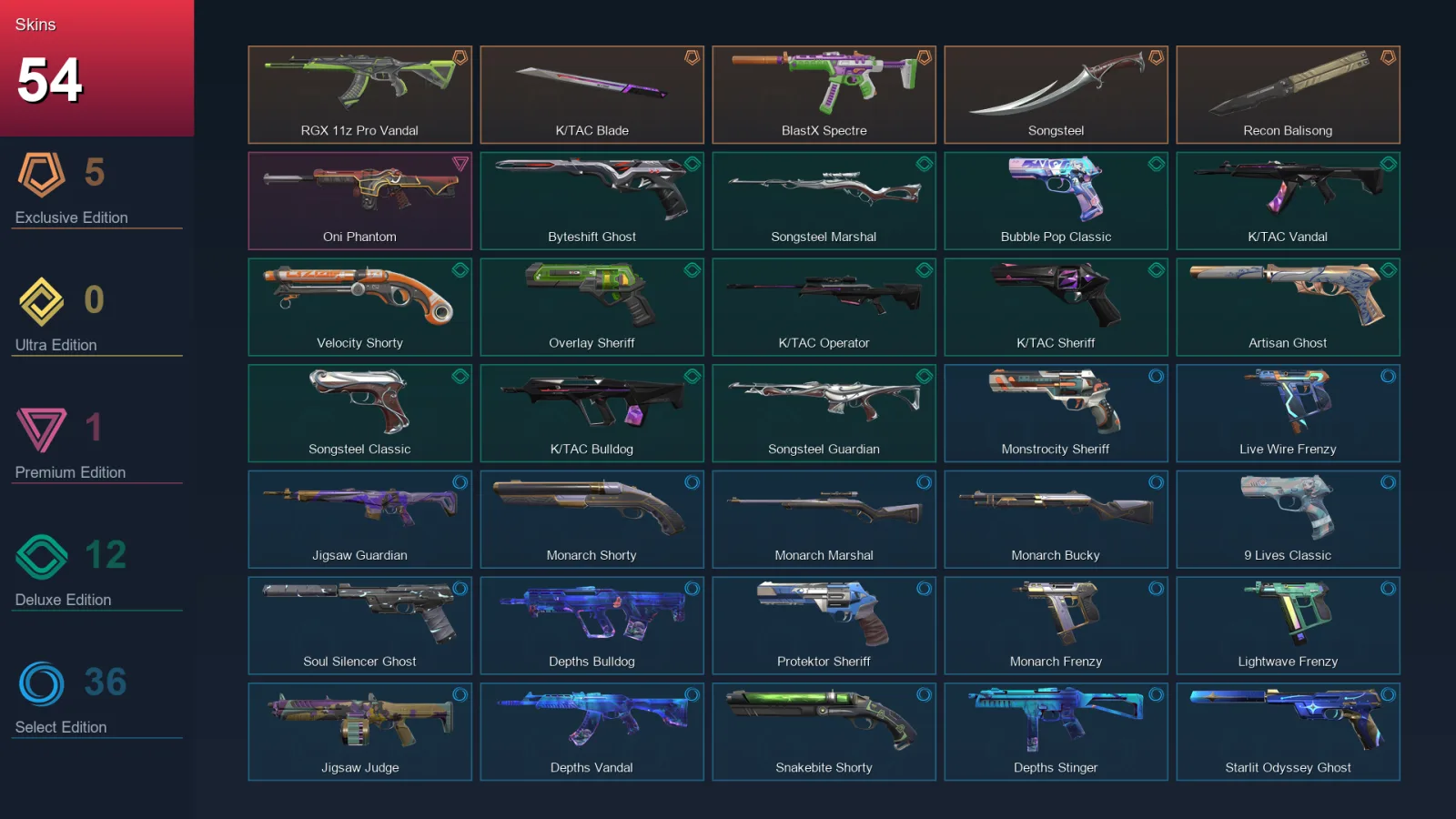 AP | Lv379 | Unranked | 54 Skin | 27 Agent | 129 Buddy — Oni Phantom