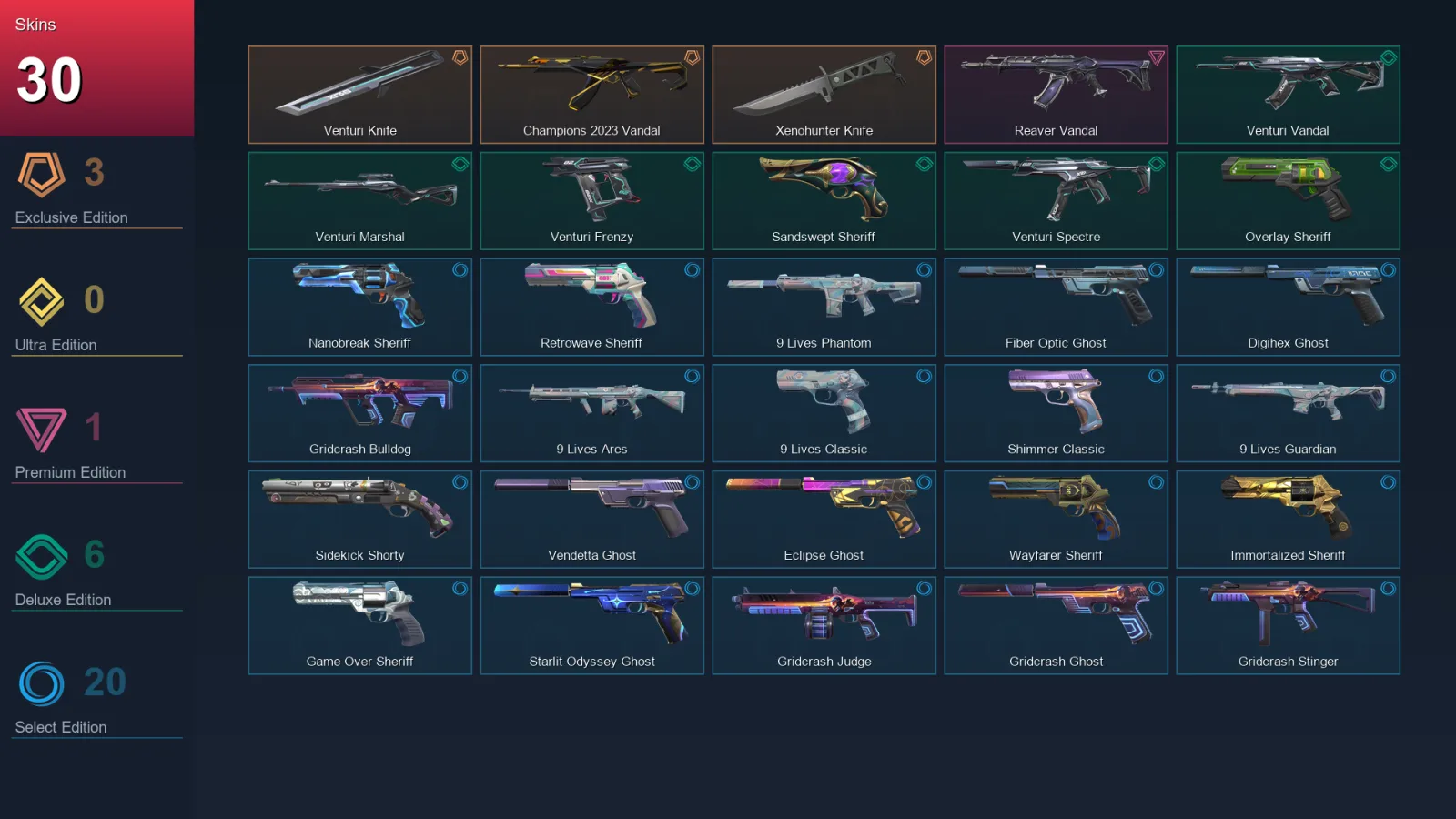 EU | Lv245 | Unranked | 30 Skin | 27 Agent | 94 Buddy