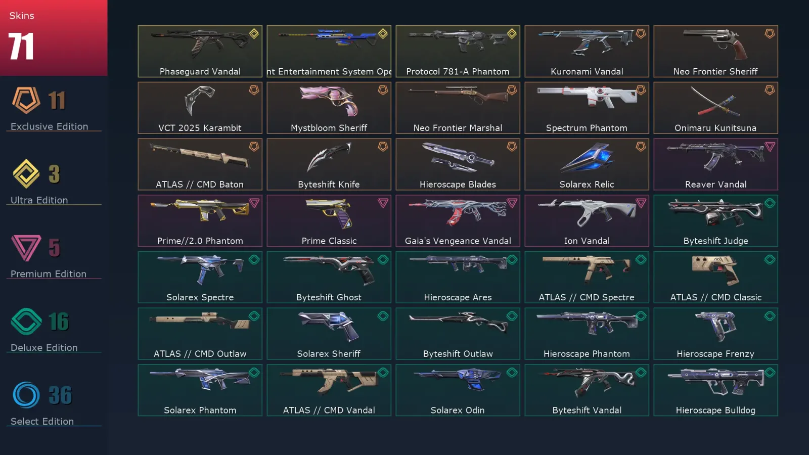 [Valorant] | EU | Level 181 | 29 Agents | 71 Skins