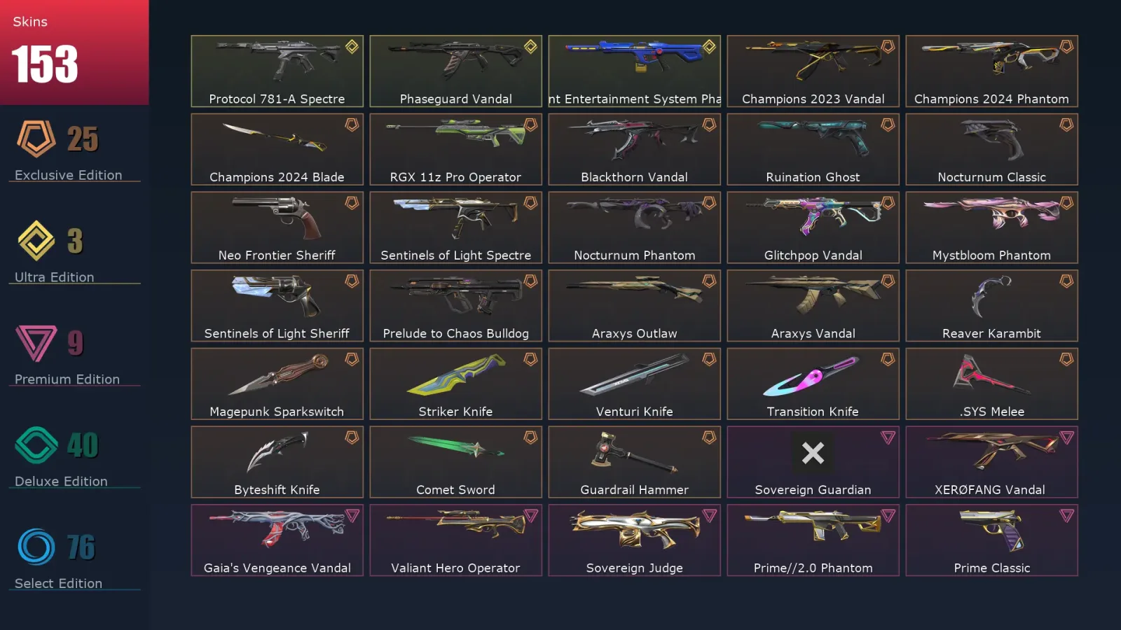 [Valorant] | EU | Level 500 | Platinum 2 | 29 Agents | 153 Skins — Valorant account