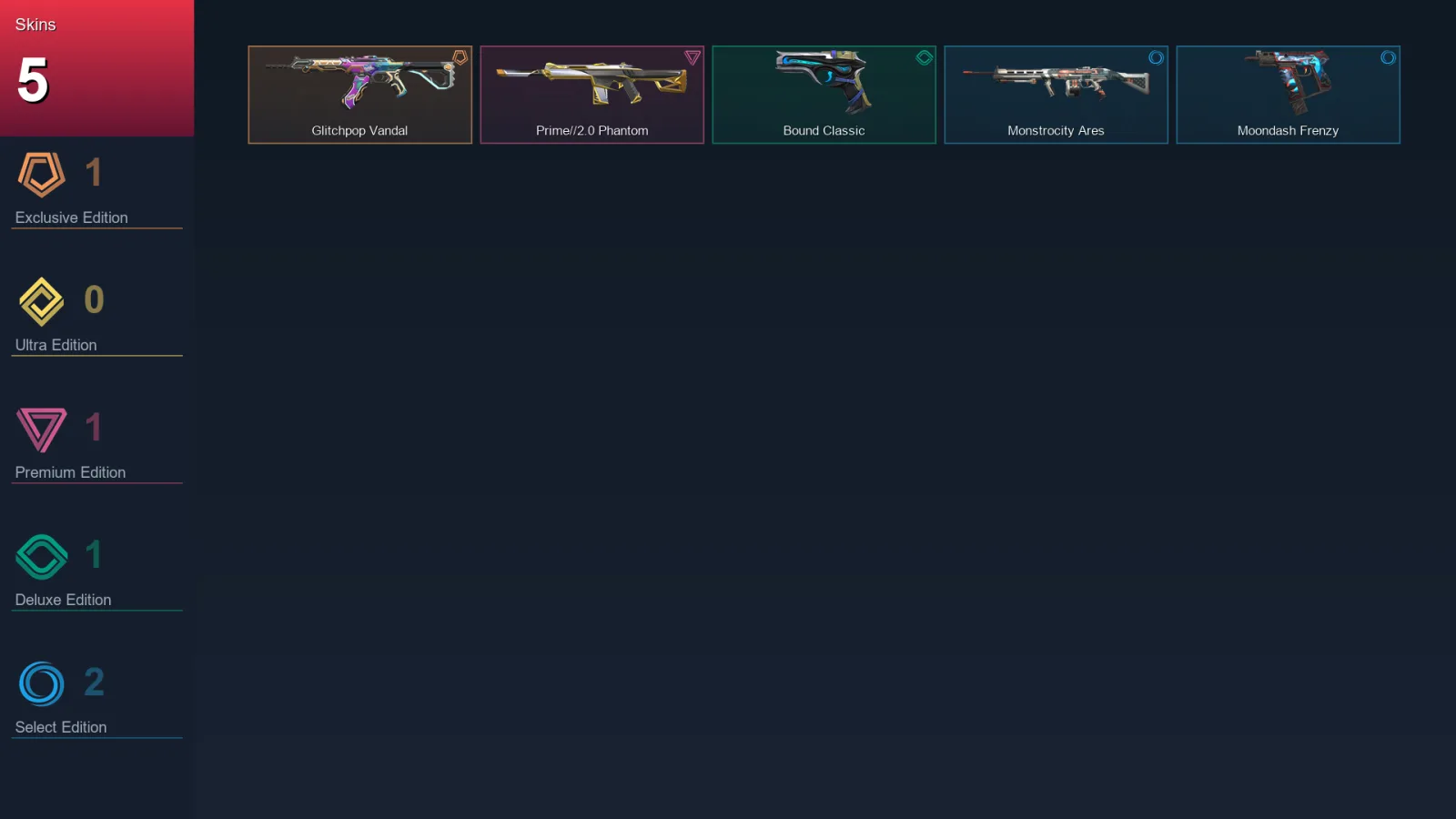 NA | Glitchpop Vandal | Prime//2.0 Phantom | Bound Classic | Monstrocity Ares | 5 Skin | 7 Agent | 6 Buddy | Lv13
