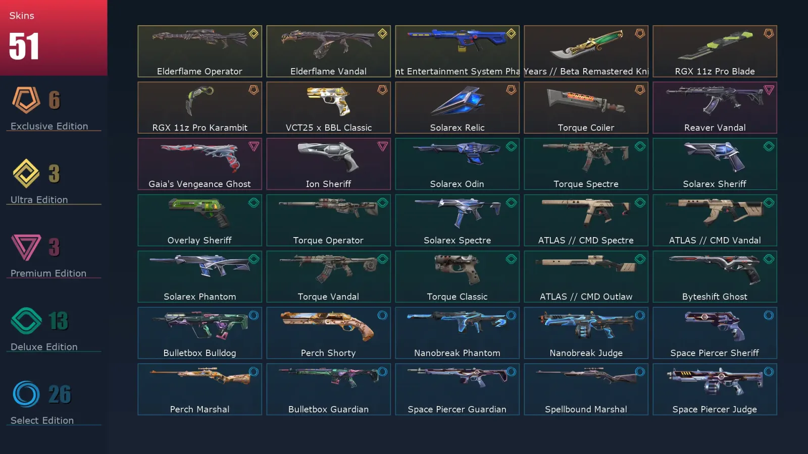 [Valorant] | EU | Level 130 | Gold 3 | 29 Agents | 51 Skins