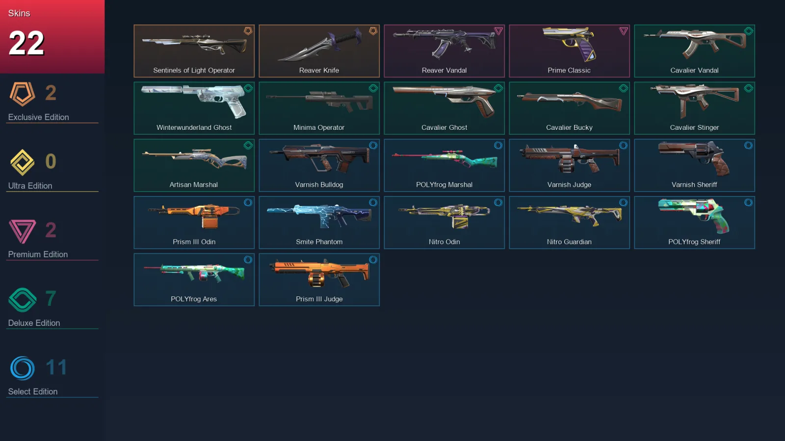 EU | Lv26 | Unranked | 22 Skin | 12 Agent | 18 Buddy